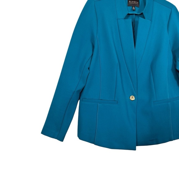 ELOQUII ULTIMATE STRETCH ONE BUTTON TAILORED TEAL JACKET SIZE 18 - Picture 9 of 15